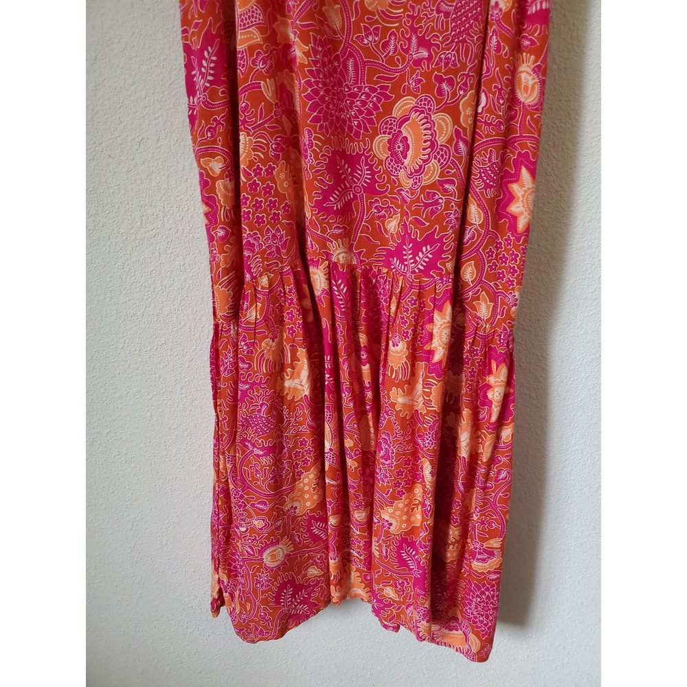 House of Harlow 1960 Maxi Dress Pink Orange Floral Ruffle Sleeve M Bohemian - Picture 5 of 13